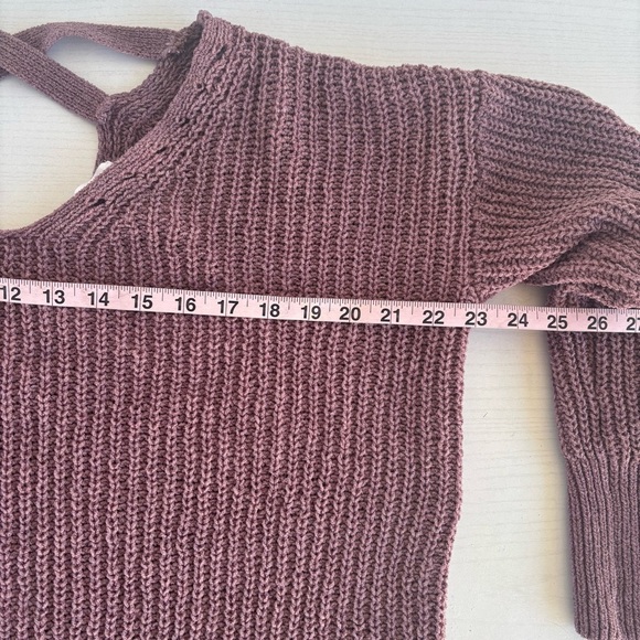 Cozy Mauve Knit Sweater with Crisscross Back - Picture 6 of 7